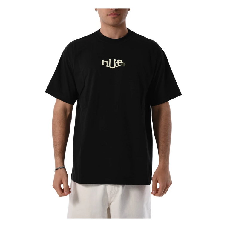 Bawełniany T-shirt z Nadrukiem na Przodzie i Tył HUF