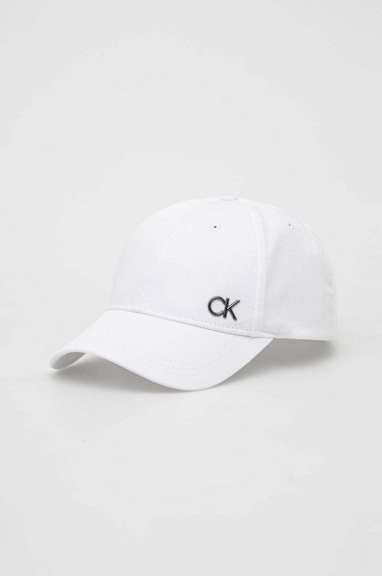 Calvin Klein czapka z daszkiem bawełniana kolor biały gładka