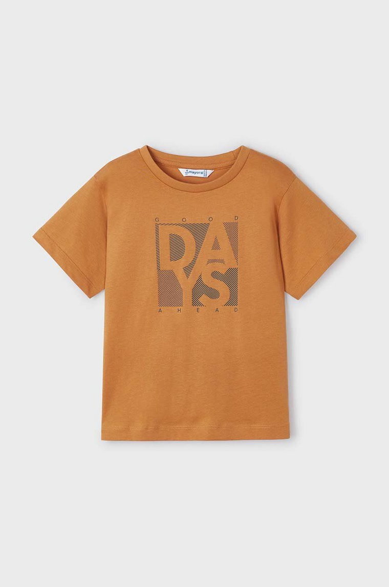 Mayoral t-shirt bawełniany dziecięcy kolor pomarańczowy z nadrukiem