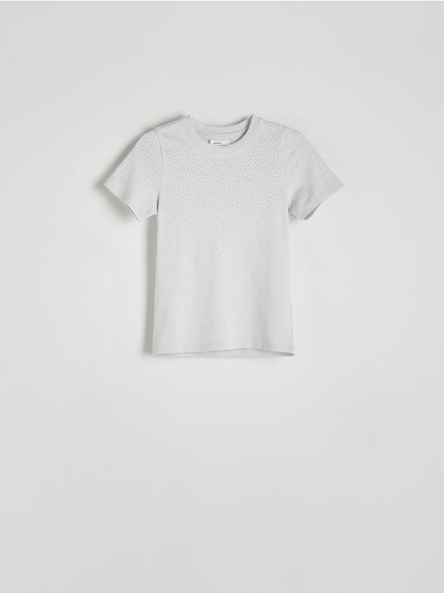 Reserved - T-shirt z modalem - jasnoszary