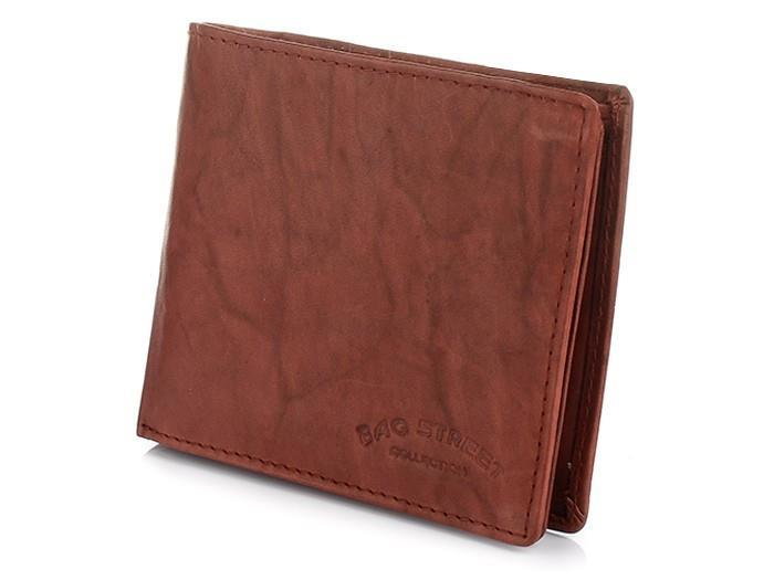 Wiśniowy skórzany portfel męski lekki pojemny Bag Street T41