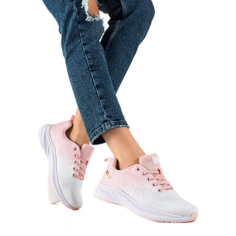 Lekkie buty sportowe DK białe różowe