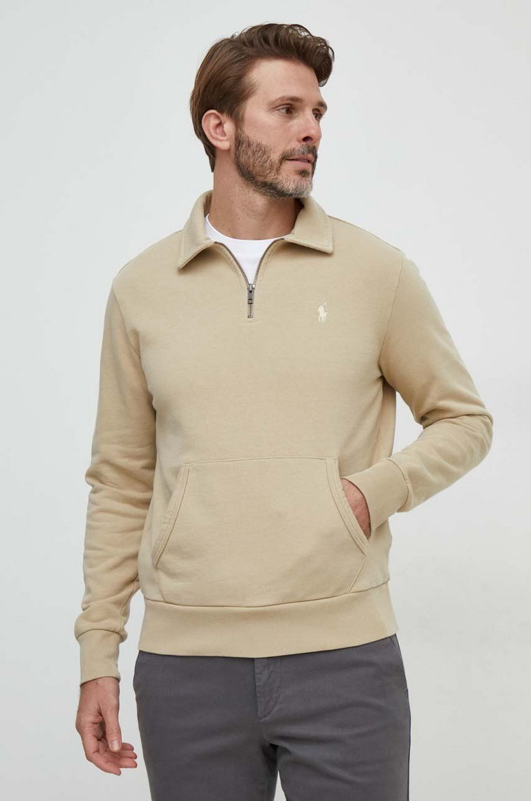 Polo Ralph Lauren bluza bawełniana męska kolor beżowy gładka