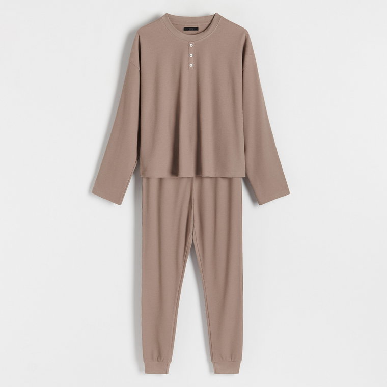 Reserved - Dwuczęściowa piżama z bawełną - fioletowy