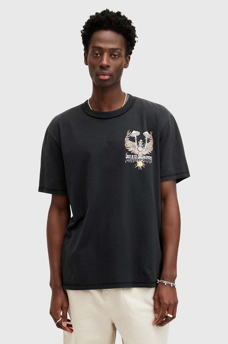 AllSaints t-shirt bawełniany STRUMMER SS męski kolor czarny z nadrukiem M012PA