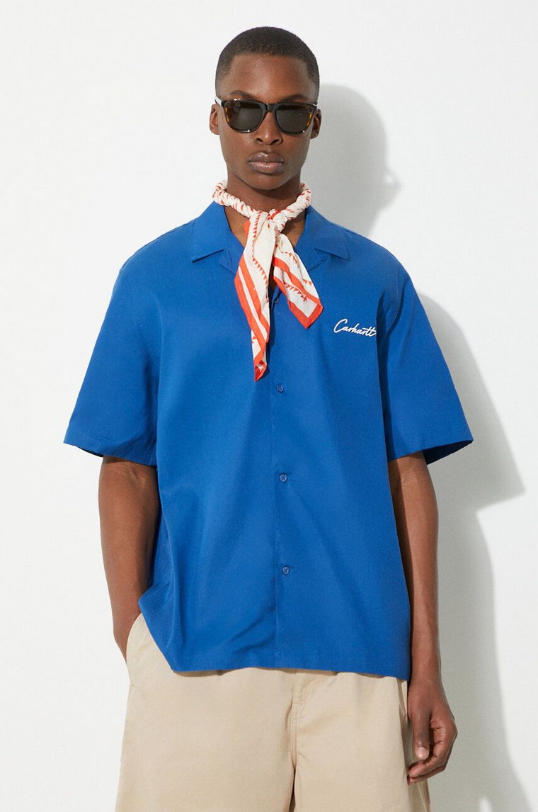 Carhartt WIP koszula S/S Delray Shirt męska kolor czarny relaxed I031465.25SXX