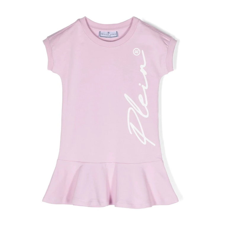 Sukienka dla dzieci - Różowy nadruk logo Philipp Plein