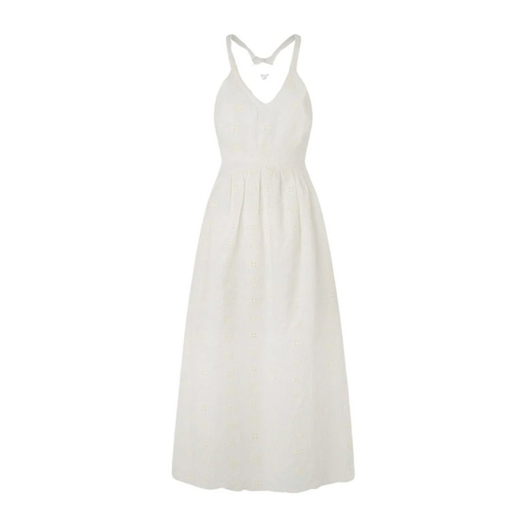 Biała Sukienka Midi z Lnu Pepe Jeans