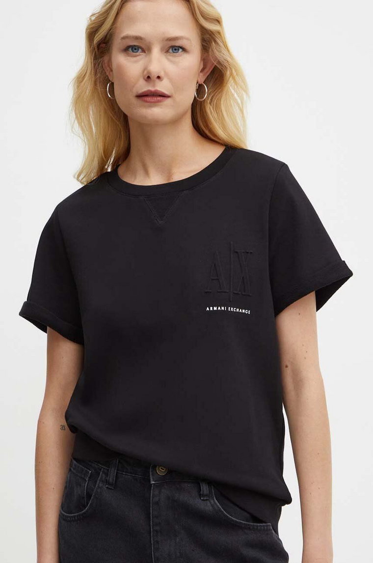Armani Exchange bluza bawełniana damska kolor czarny z aplikacją 8NYM03 YJ68Z