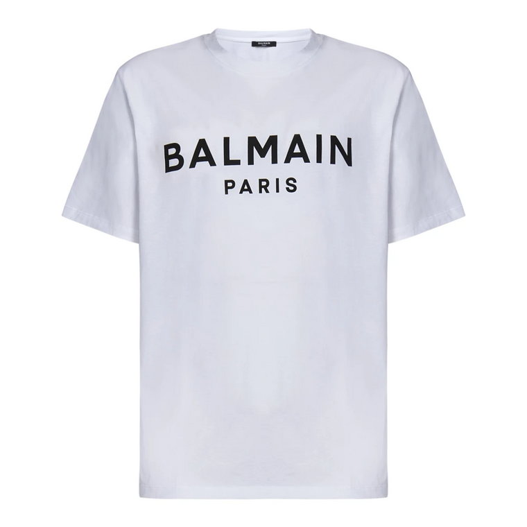 Białe T-shirty i Pola z Logo Balmain