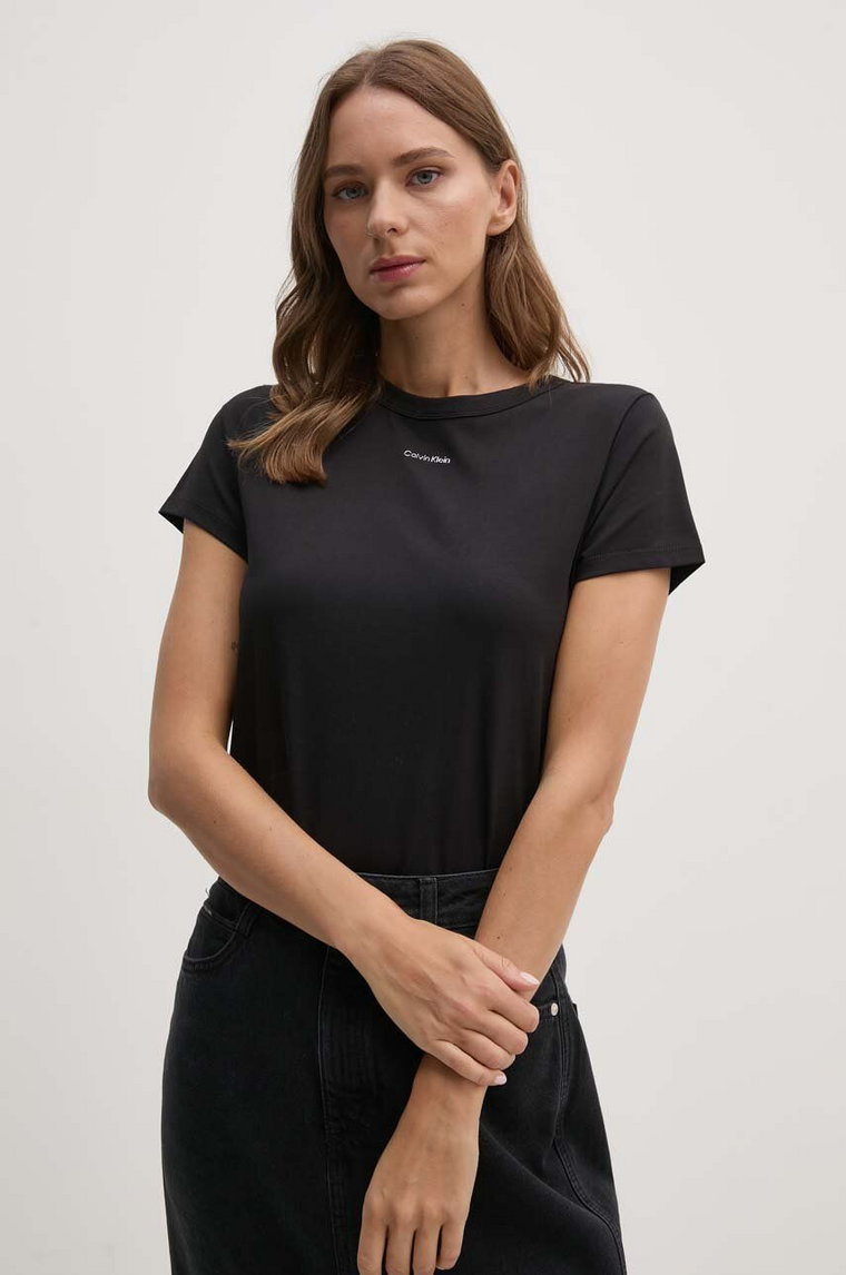 Calvin Klein t-shirt bawełniany damski kolor czarny K20K207212