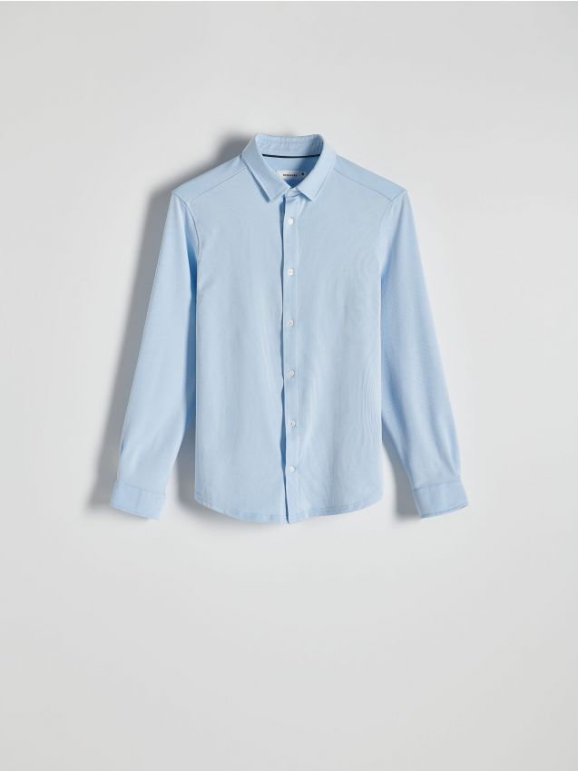 Reserved - Koszula slim fit w paski - jasnoniebieski