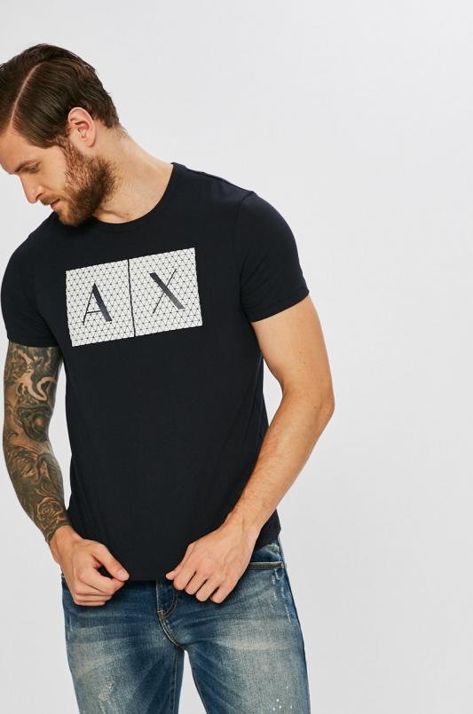 Armani Exchange t-shirt bawełniany kolor granatowy z nadrukiem 8NZTCK Z8H4Z NOS