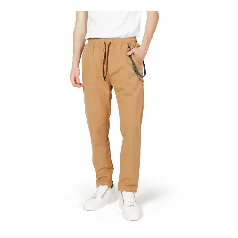 Brązowe spodnie z wiązaniem i kieszeniami Gianni Lupo