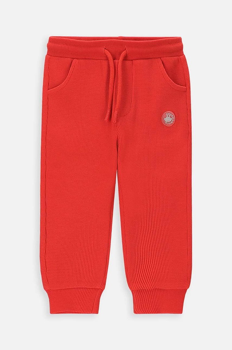 Coccodrillo spodnie dresowe niemowlęce kolor czerwony gładkie