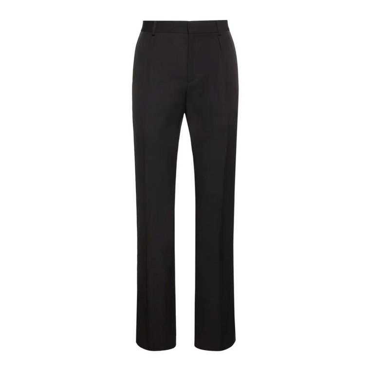 Czarne Wełniane Spodnie z Rozszerzanymi Nogawkami Saint Laurent