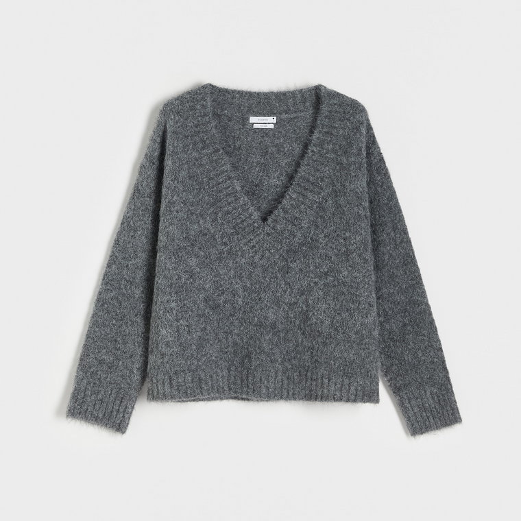 Reserved - Sweter z dodatkiem wełny - szary