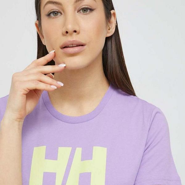 Helly Hansen t-shirt bawełniany kolor fioletowy