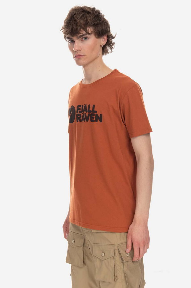 Fjallraven t-shirt Fjallraven Logo kolor pomarańczowy z nadrukiem F87310.243-243