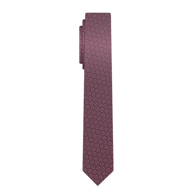 Krawat wąski bordowy we wzorki "śledzik" EM 11