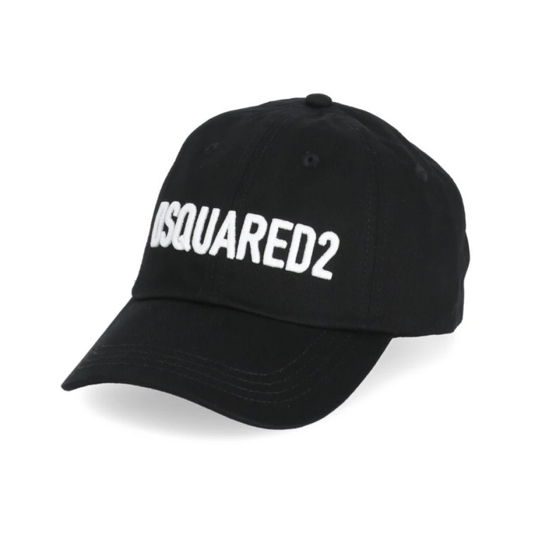Czarna bawełniana czapka baseballowa z haftowanym logo Dsquared2