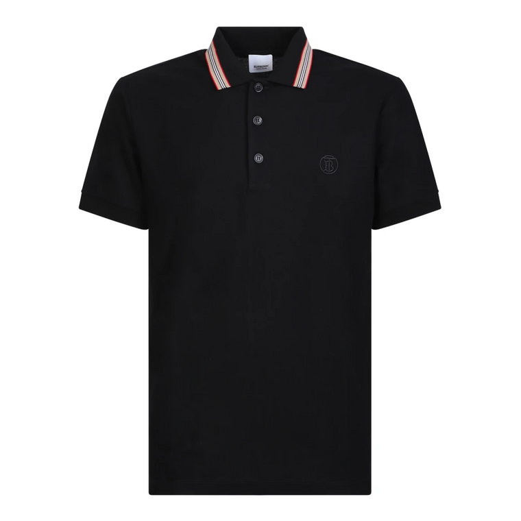 Czarna Koszulka Polo z charakterystycznym pasem Icon Burberry