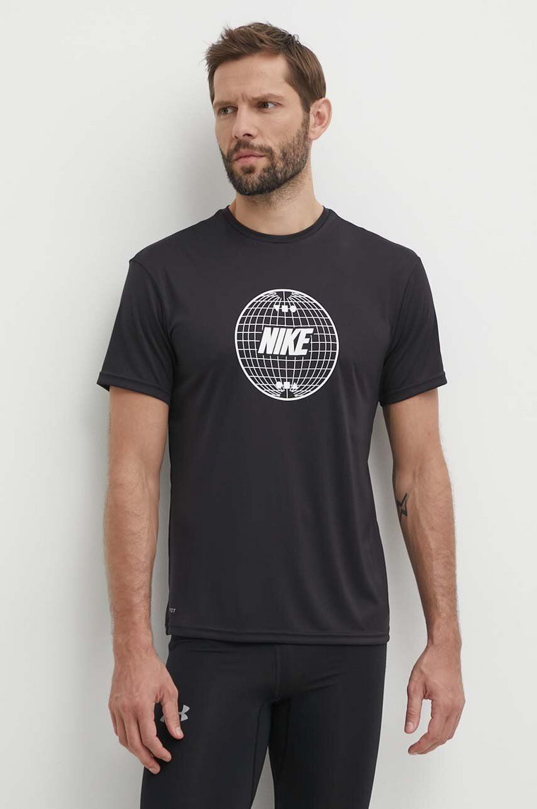 Nike t-shirt treningowy Lead Line kolor czarny z nadrukiem