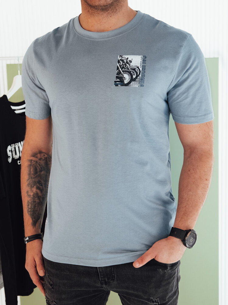 Koszulka męska z nadrukiem niebieska Dstreet RX5483
