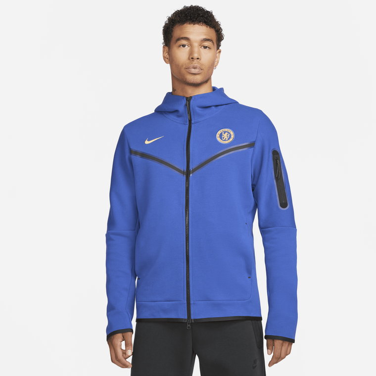 Męska bluza z kapturem i zamkiem na całej długości Nike Chelsea F.C. Tech Fleece Windrunner - Niebieski