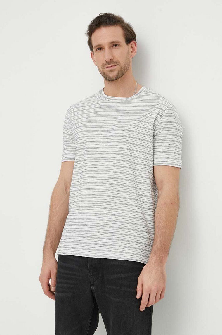 Marc O'Polo t-shirt bawełniany męski kolor biały wzorzysty M22218651040