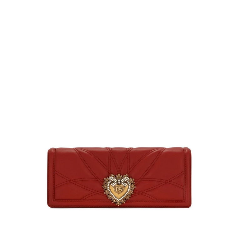 Czerwona Skórzana Kopertówka z Logo-Plaque Dolce & Gabbana