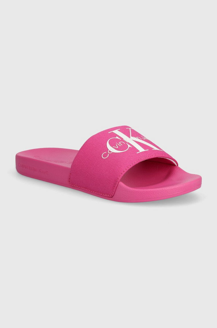 Calvin Klein Jeans klapki SLIDE MONOGRAM CO damskie kolor różowy YW0YW00103