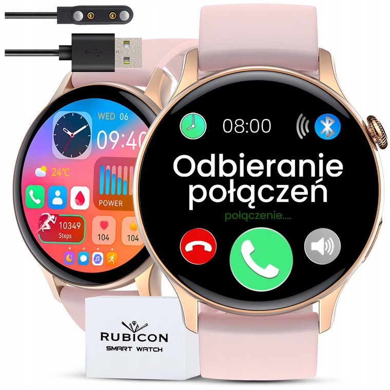 Smartwatch Damski Zegarek Polskie Menu Rozmowy Ciśnienie Sport Box Grawer