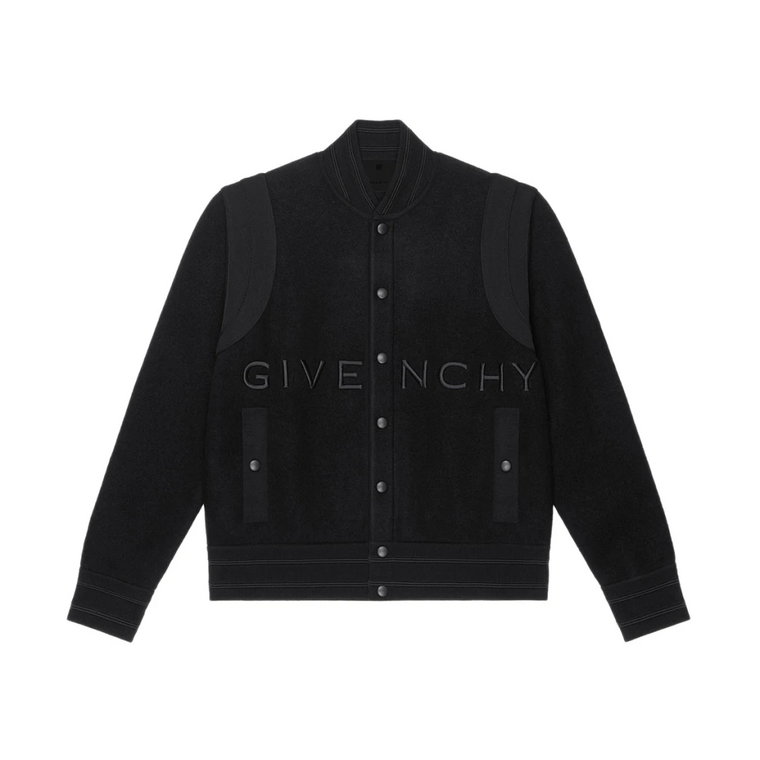 Czarne Płaszcze z Białymi/Niebieskimi Akcentami Givenchy