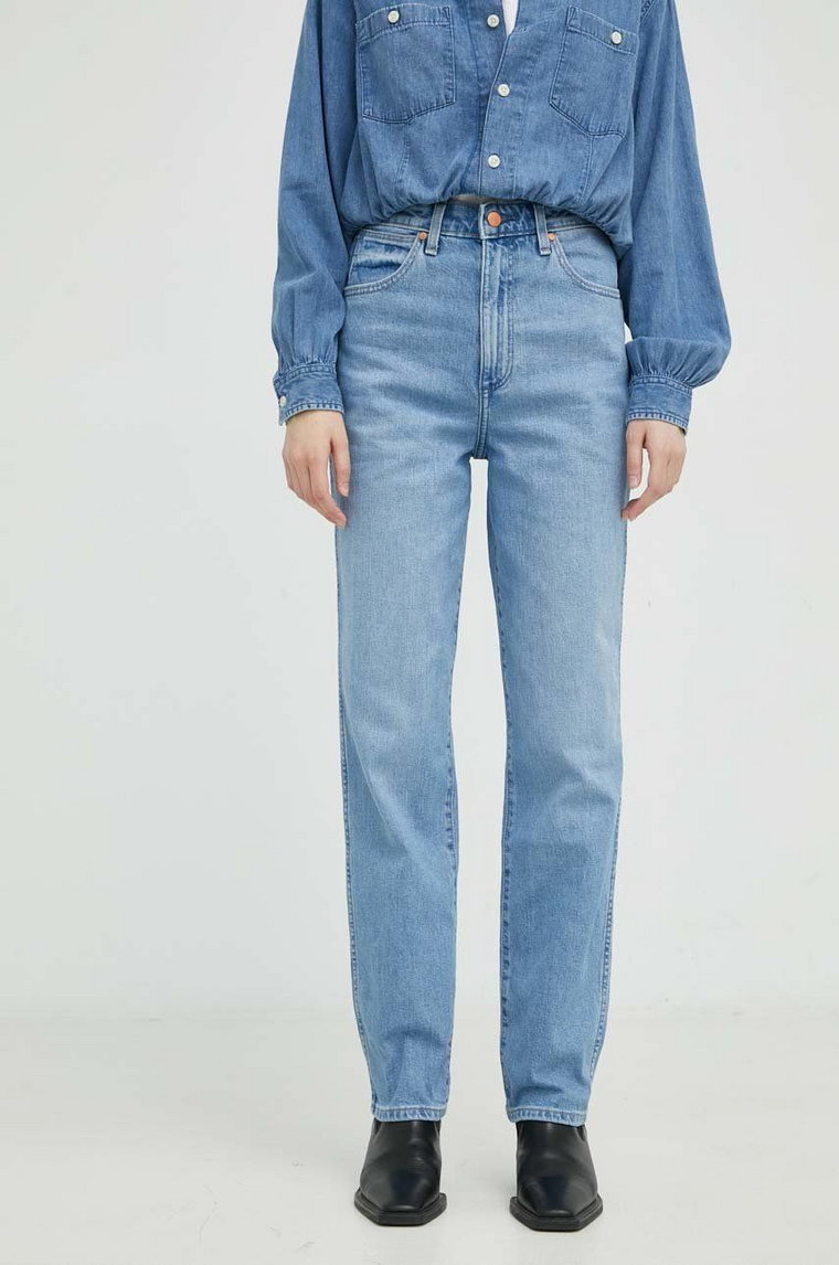 Wrangler jeansy Mom Straight Rhea damskie high waist
