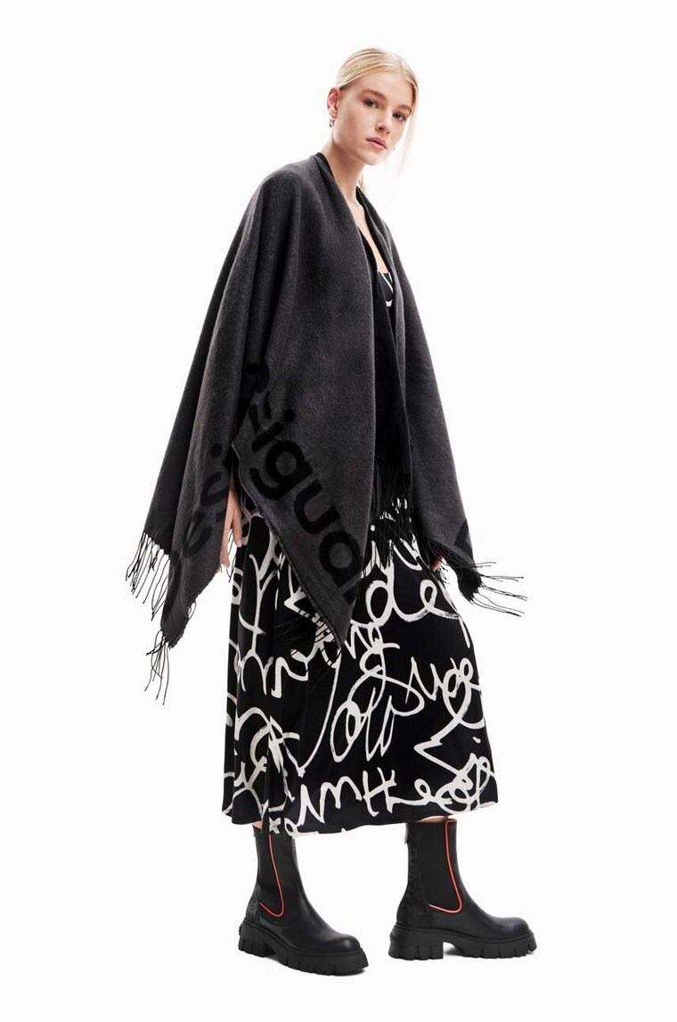 Desigual poncho kolor szary