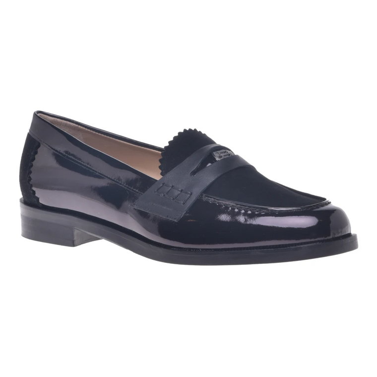 Loafers in black suede and leather Baldinini