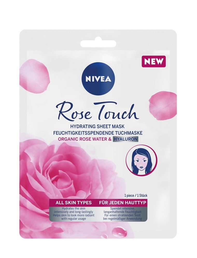 Nivea Rose Touch Nawilżająca Maska w płachcie z organiczną wdą różaną