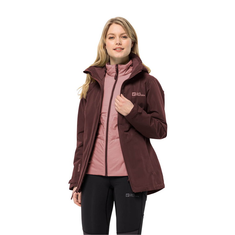 Damska kurtka 3w1 Jack Wolfskin BERGLAND 3IN1 JKT W dark maroon - M