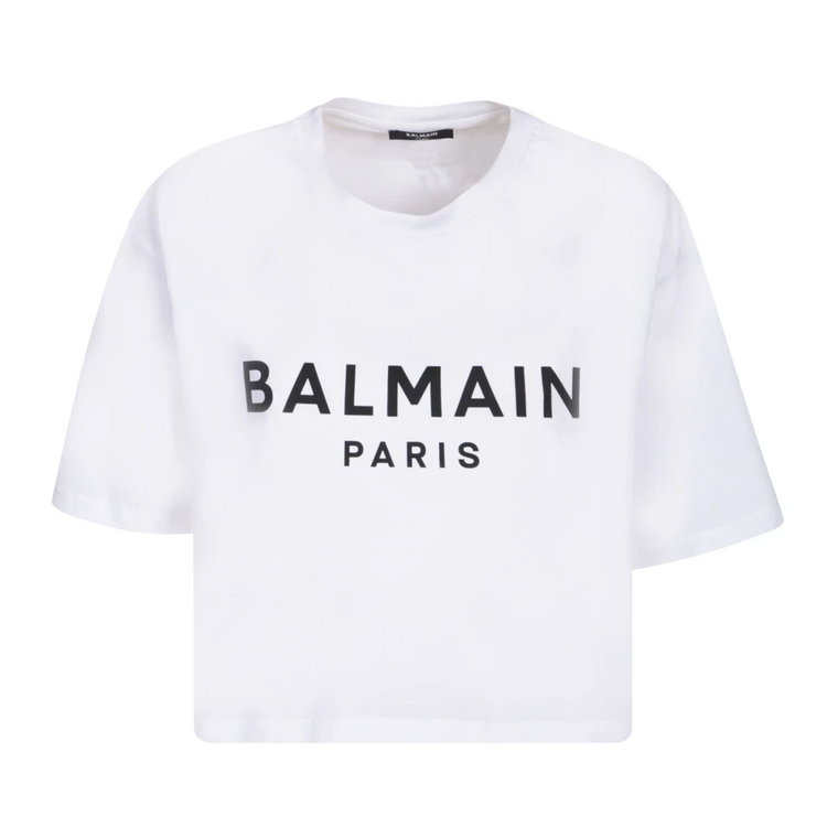 Biała koszulka z logo Balmain