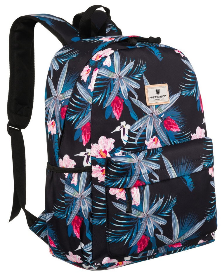 PETERSON plecak damski miejski w kwiatki szkolny sportowy na laptopa A4 print