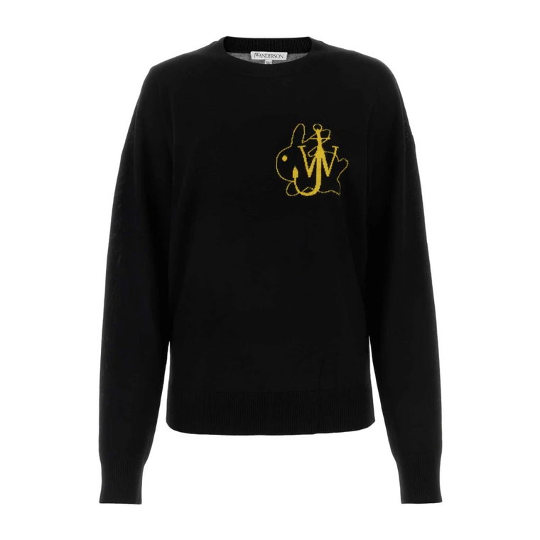 Czarny wełniany sweter - Stylowy i wygodny JW Anderson