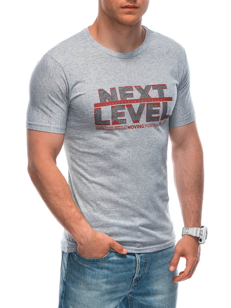 T-shirt męski z nadrukiem S1960 - szary