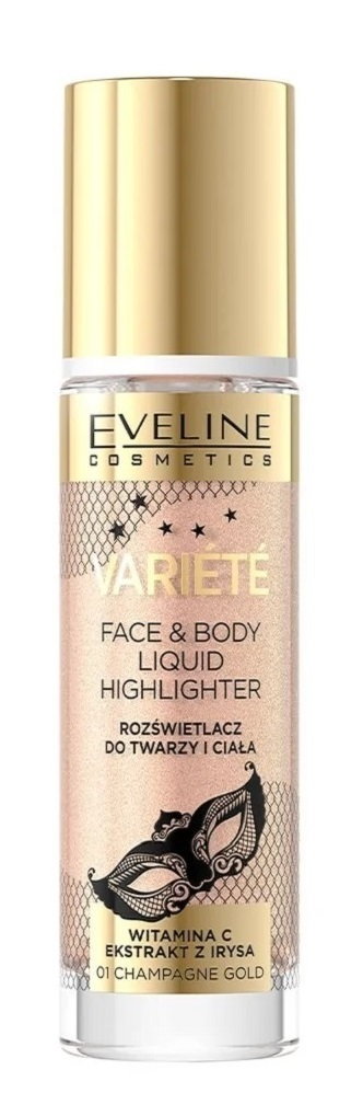 Eveline Variete - Rozświetlacz w płynie do twarzy i ciała 01 Champagne Gold 30ml