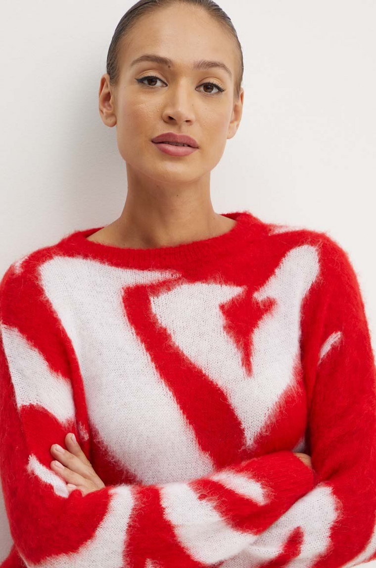 Marella sweter z domieszką wełny damski kolor czerwony lekki 2423366264200