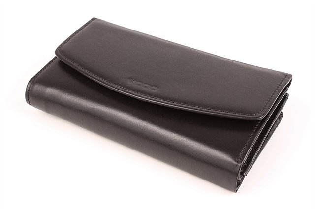 Duży skórzany portfel damski KEMER VOOC PPD6 Czarny - czarny