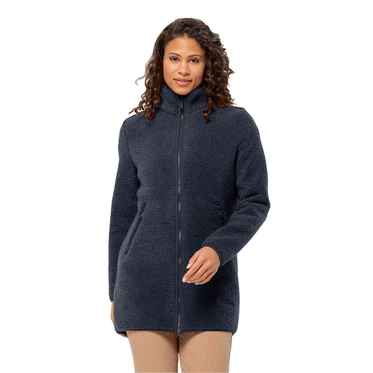 Damski płaszcz polarowy Jack Wolfskin HIGH CURL COAT W night blue - XS