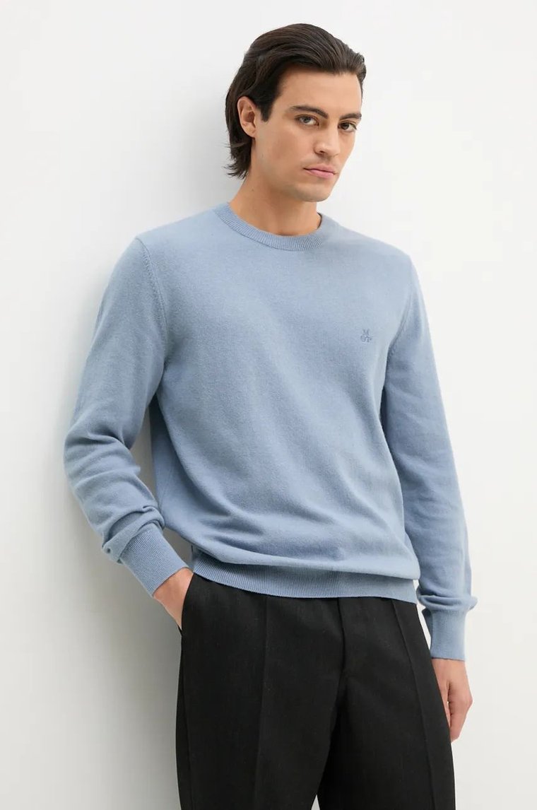 Marc O'Polo sweter z domieszką wełny męski kolor niebieski lekki 429514460504