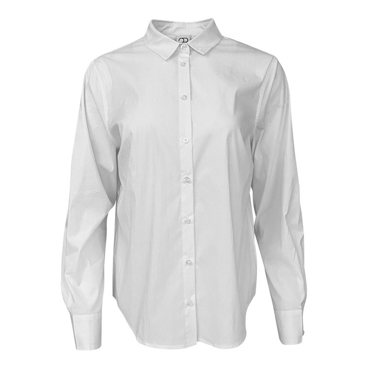 Biała Oversize`owa Koszula z Bufiastymi Rękawami 2-Biz