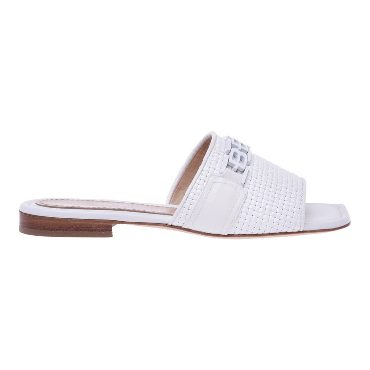 White woven leather flat sandals Baldinini